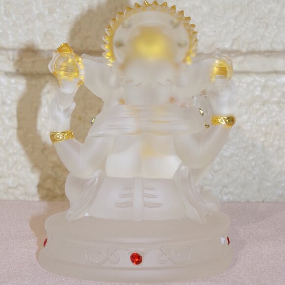 GANESH CLEAR GLAZE CRYSTAL STATUE-Bejeweled Resin Stone-4.5 in Figurine-Success - Picture 11 of 16